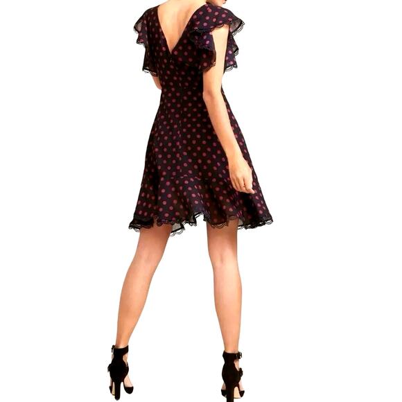 BB Dakota Dress NWT Midnight Sky Blue Red Polka Dots Size 8 Swing Dance Dress - Picture 2 of 11